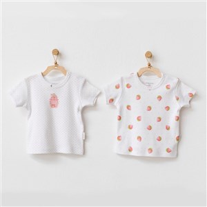 Andywawa Picnic Time 2'li Bebek T-shirt AC21735 Beyaz