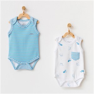 Andywawa Cute Whale 2'li Bebek Body AC21557 Mavi