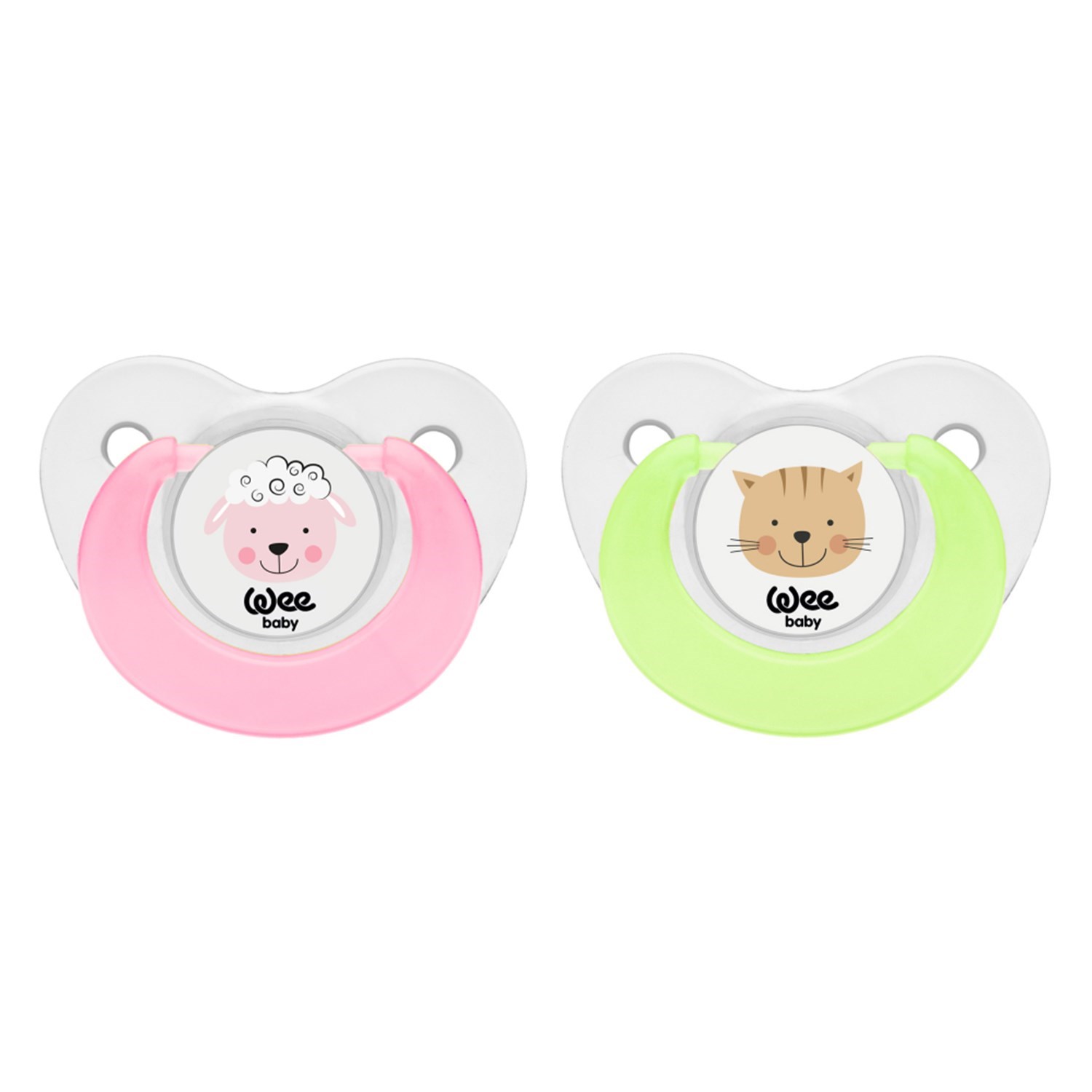 Wee Baby 2'li Sevimli Hayvanlar Emzik 6-18 Ay No:2 320 Pembe-Yeşil
