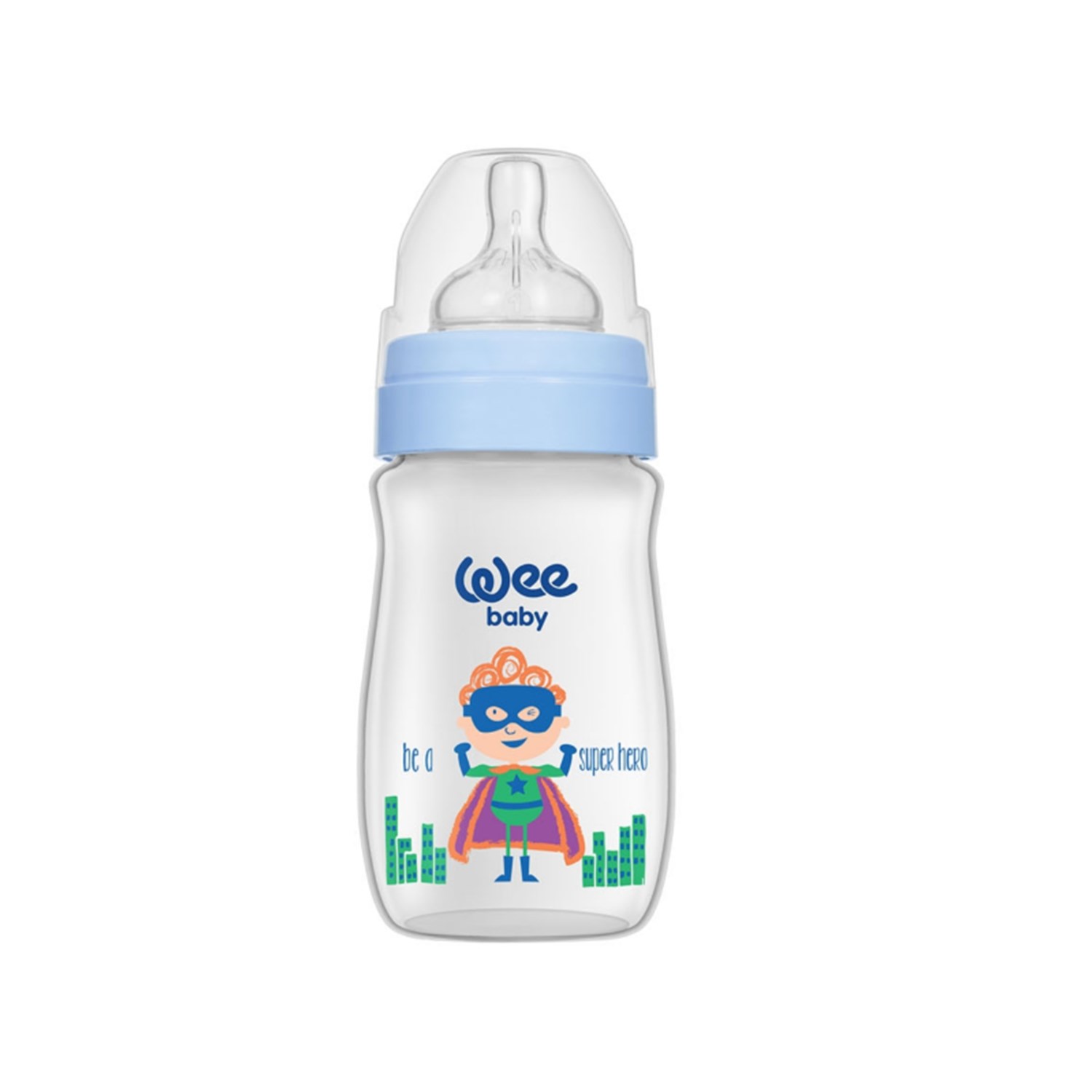 Wee Baby Klasik Plus Geniş Ağızlı PP Biberon 250 Ml 136 Mavi