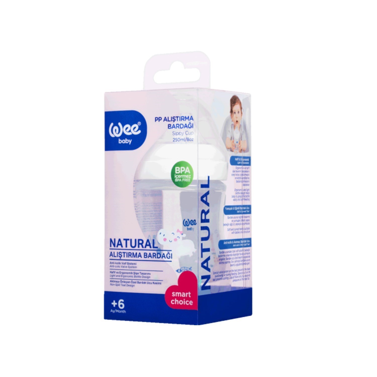 Wee Baby Natural Alıştırma Bardağı 250 Ml 297 Gri