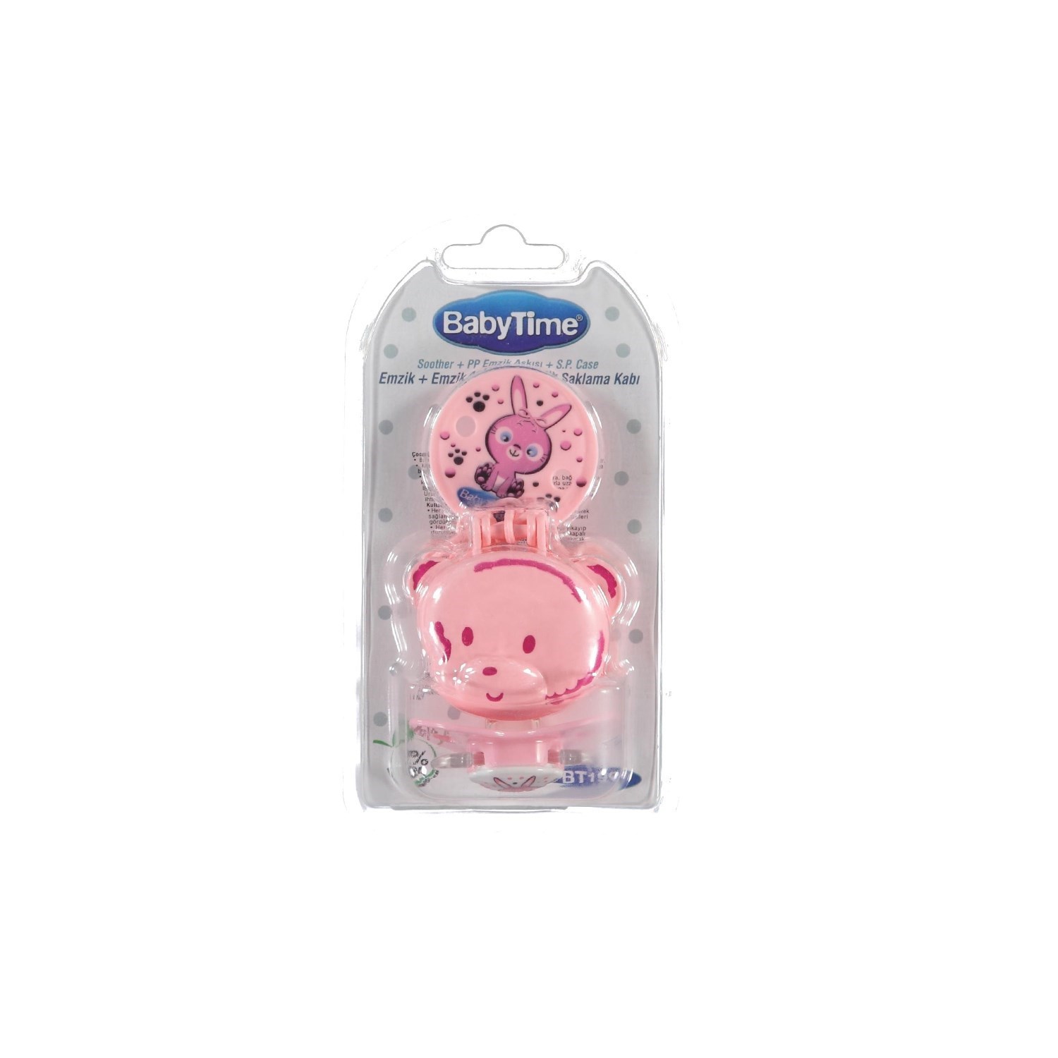 BabyTime Emzik Saklama Kabı (Askı+Emzik) 0-6 Ay BT199 Pembe