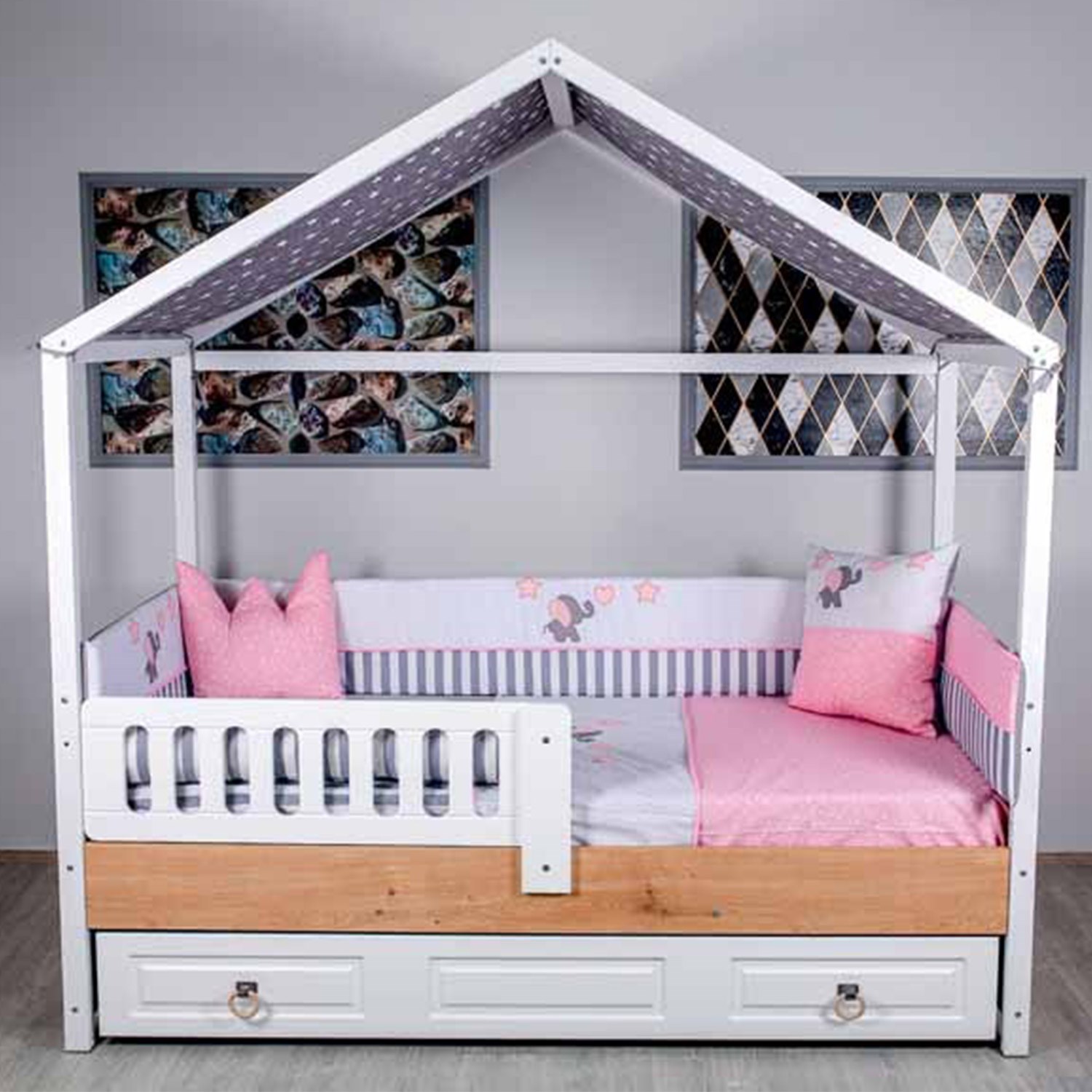 Mini Baby Montessori Aqua Uyku Seti 95x195 cm Pembe