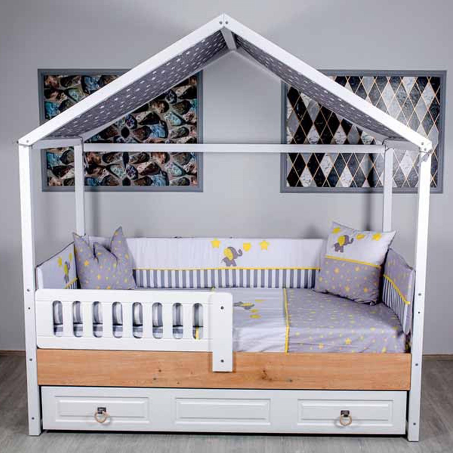 Mini Baby Montessori Aqua Uyku Seti 95x195 cm Sarı