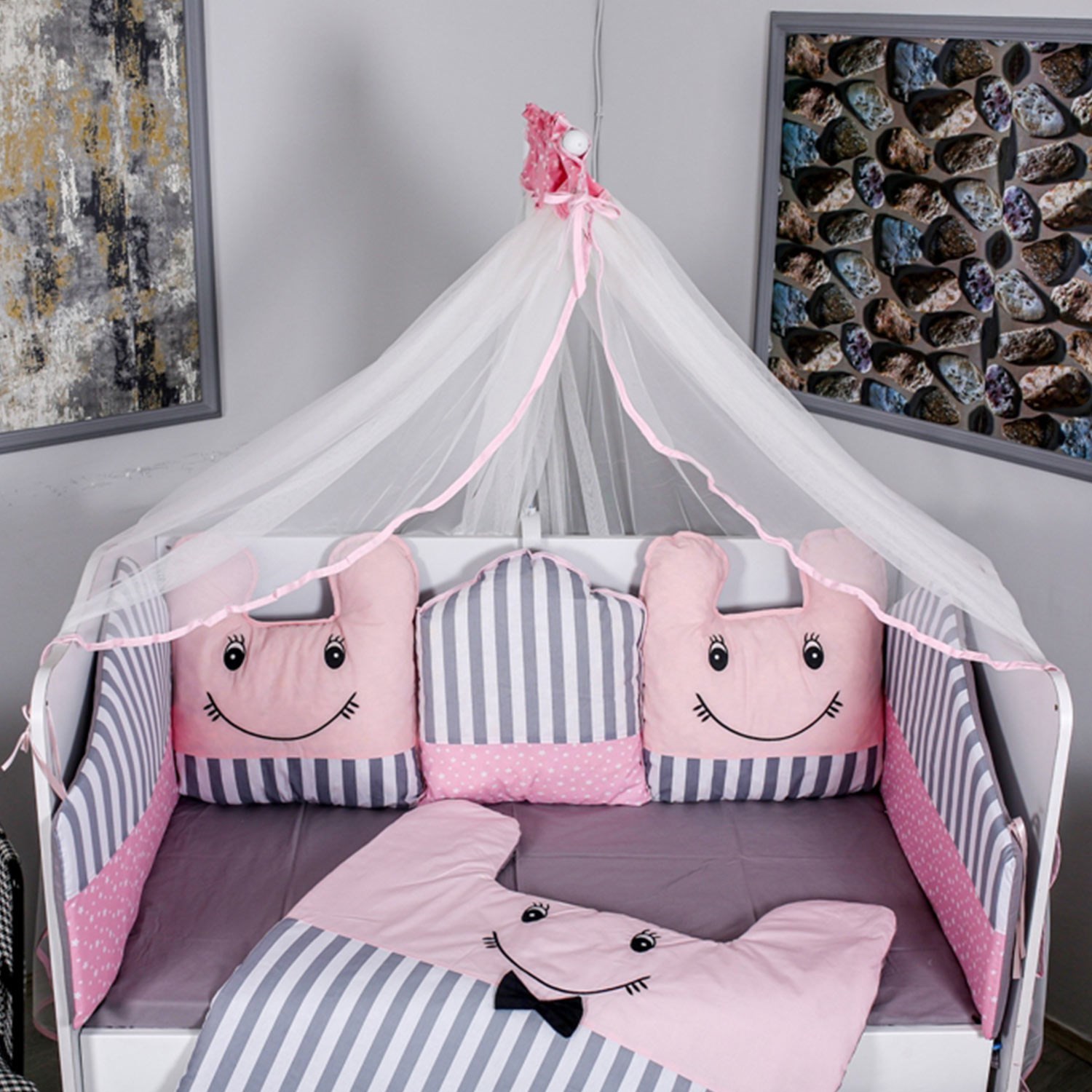 Mini Baby Montessori Smile Uyku Seti 95x195 cm Pembe