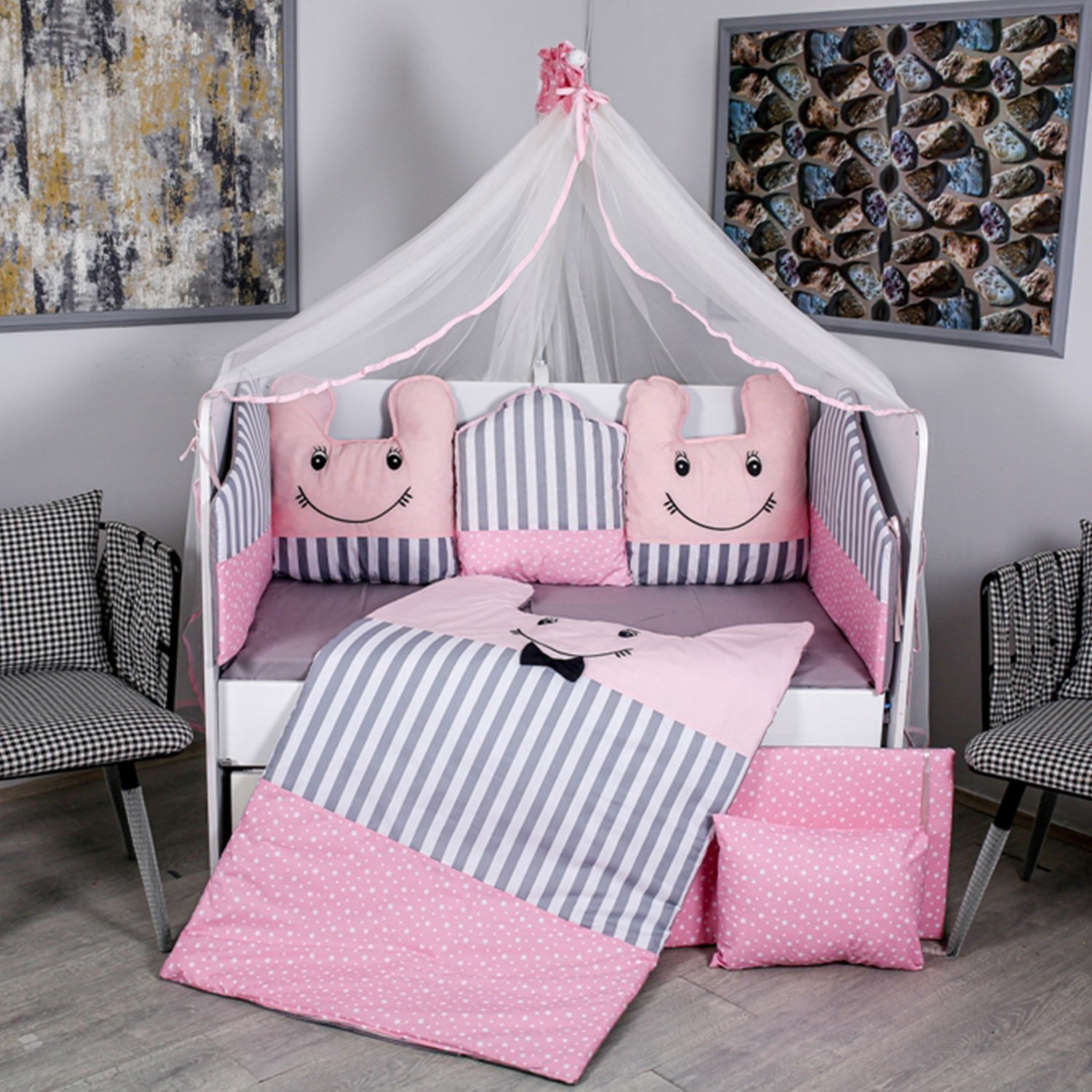 Mini Baby Montessori Smile Uyku Seti 95x195 cm Pembe