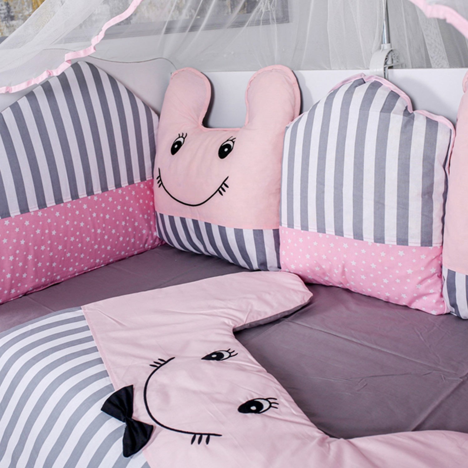 Mini Baby Montessori Smile Uyku Seti 95x195 cm Pembe