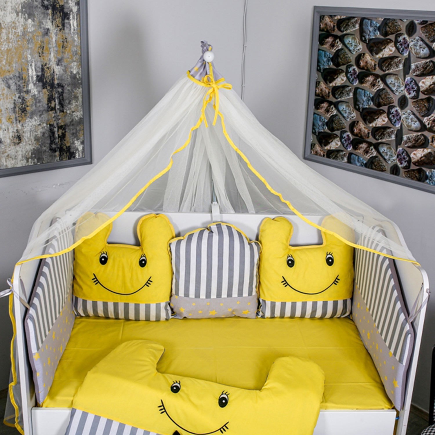 Mini Baby Montessori Smile Uyku Seti 95x195 cm Sarı