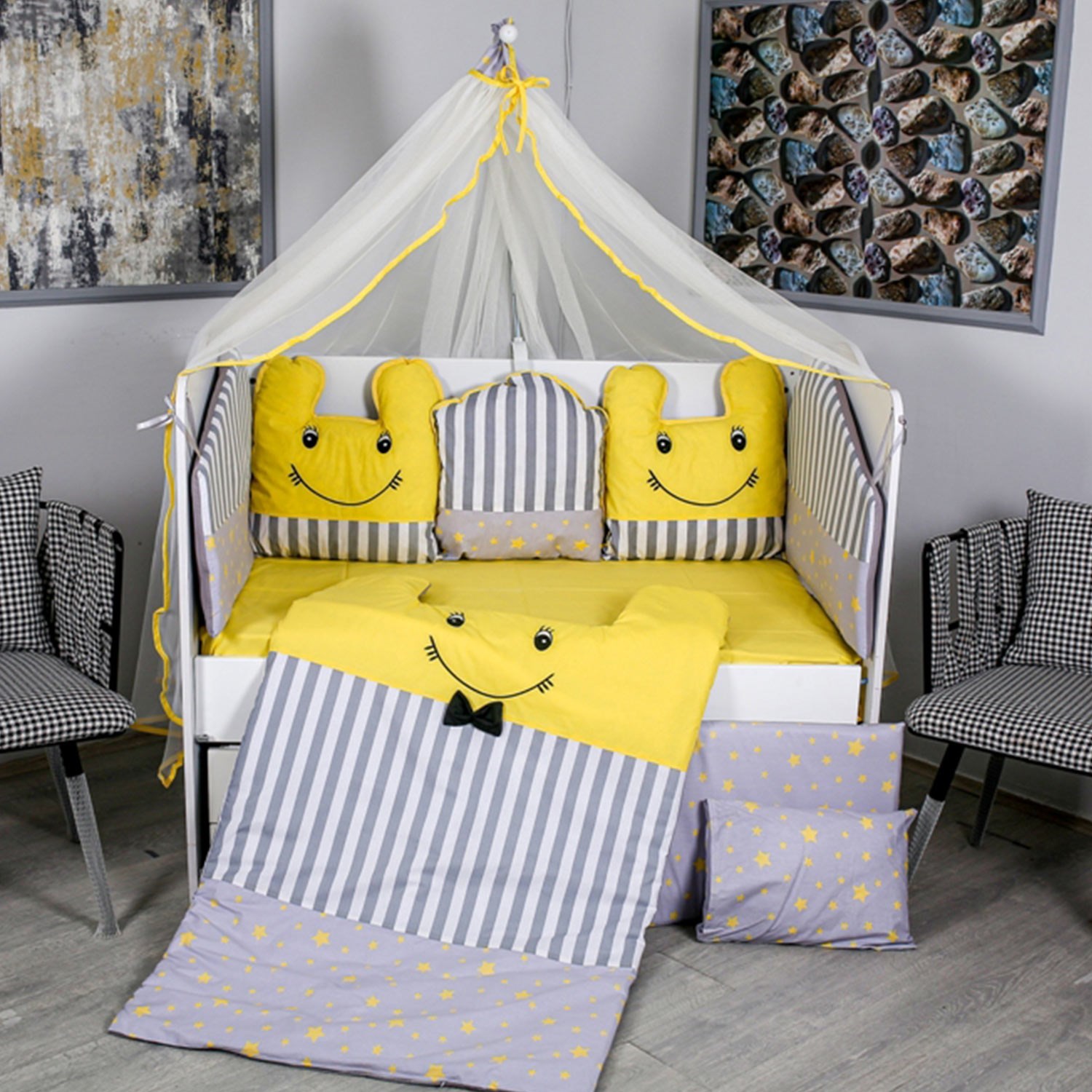 Mini Baby Montessori Smile Uyku Seti 95x195 cm Sarı