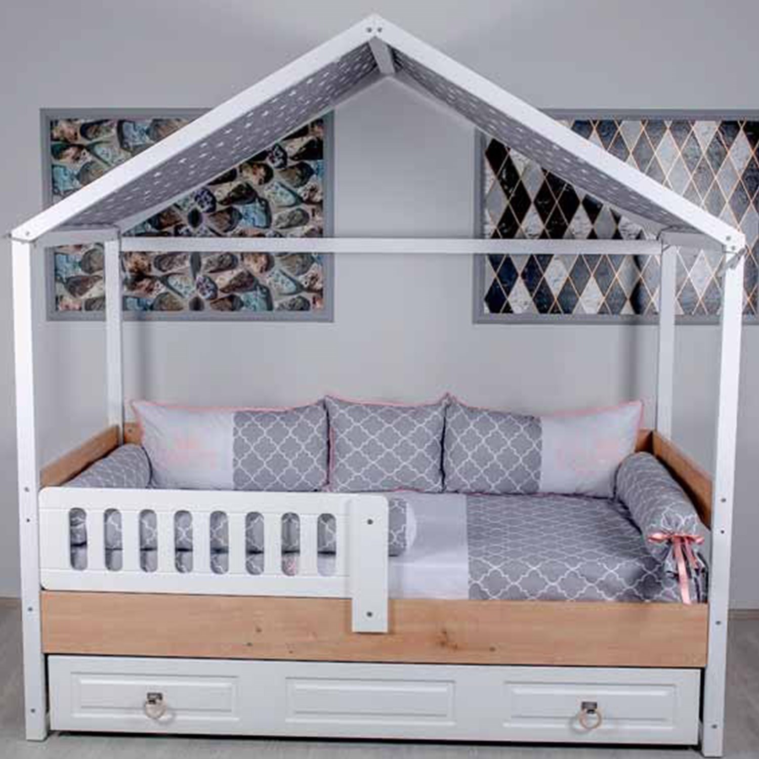 Mini Baby Montessori Queen Uyku Seti 95x195 cm Pembe