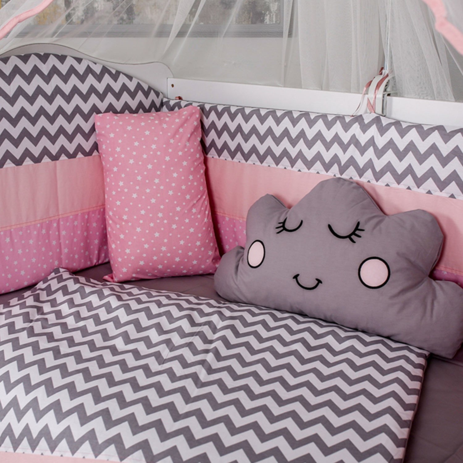 Mini Baby Figürlü Bebek Uyku Seti 75x130 cm Pembe