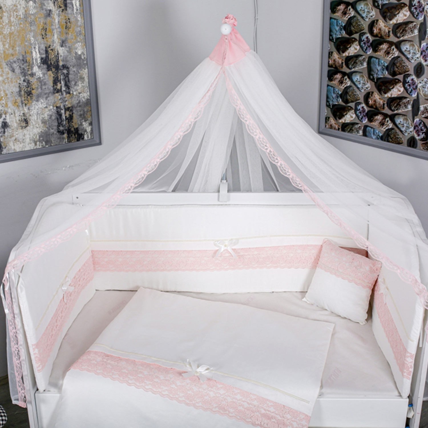 Mini Baby İnci Bebek Uyku Seti 10 Parça 75x130 cm Pembe