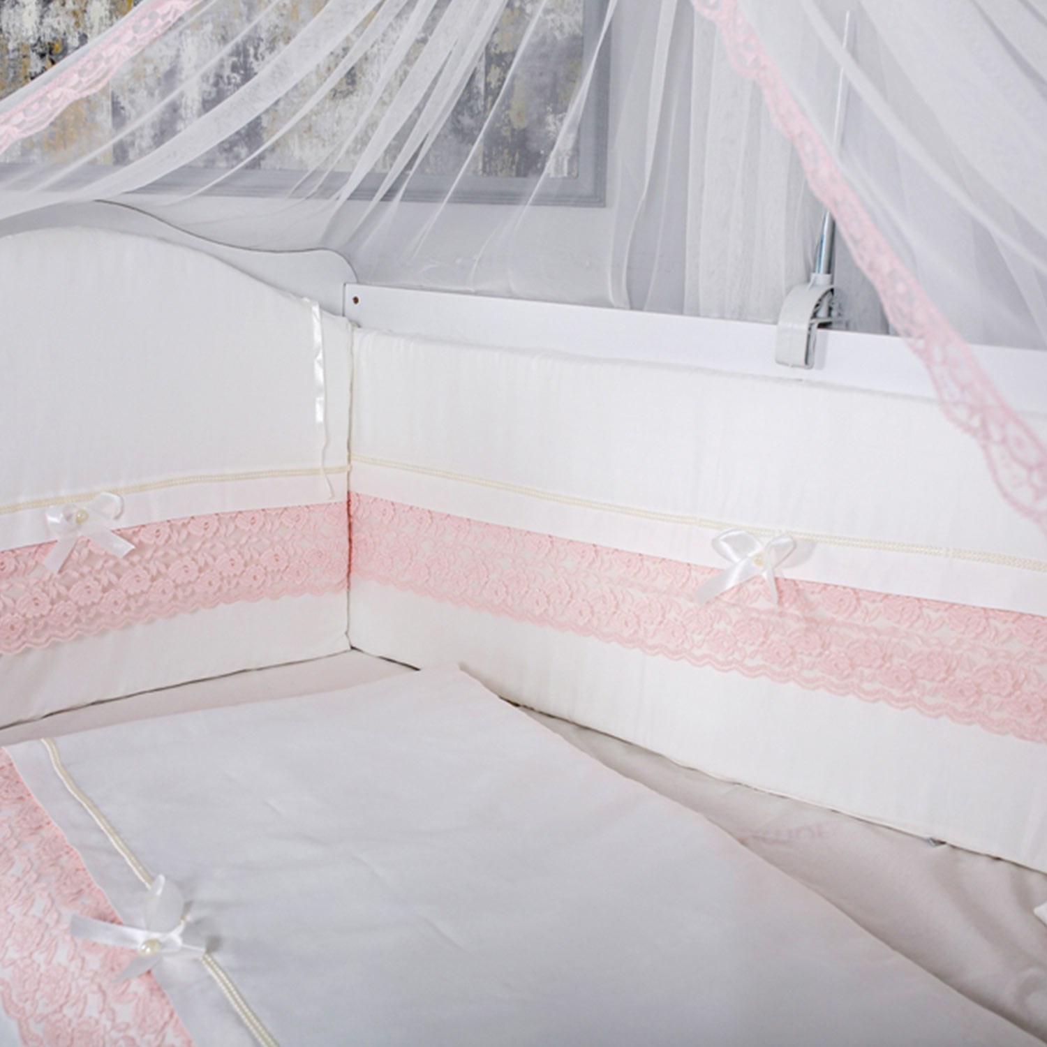 Mini Baby İnci Bebek Uyku Seti 10 Parça 75x130 cm Pembe