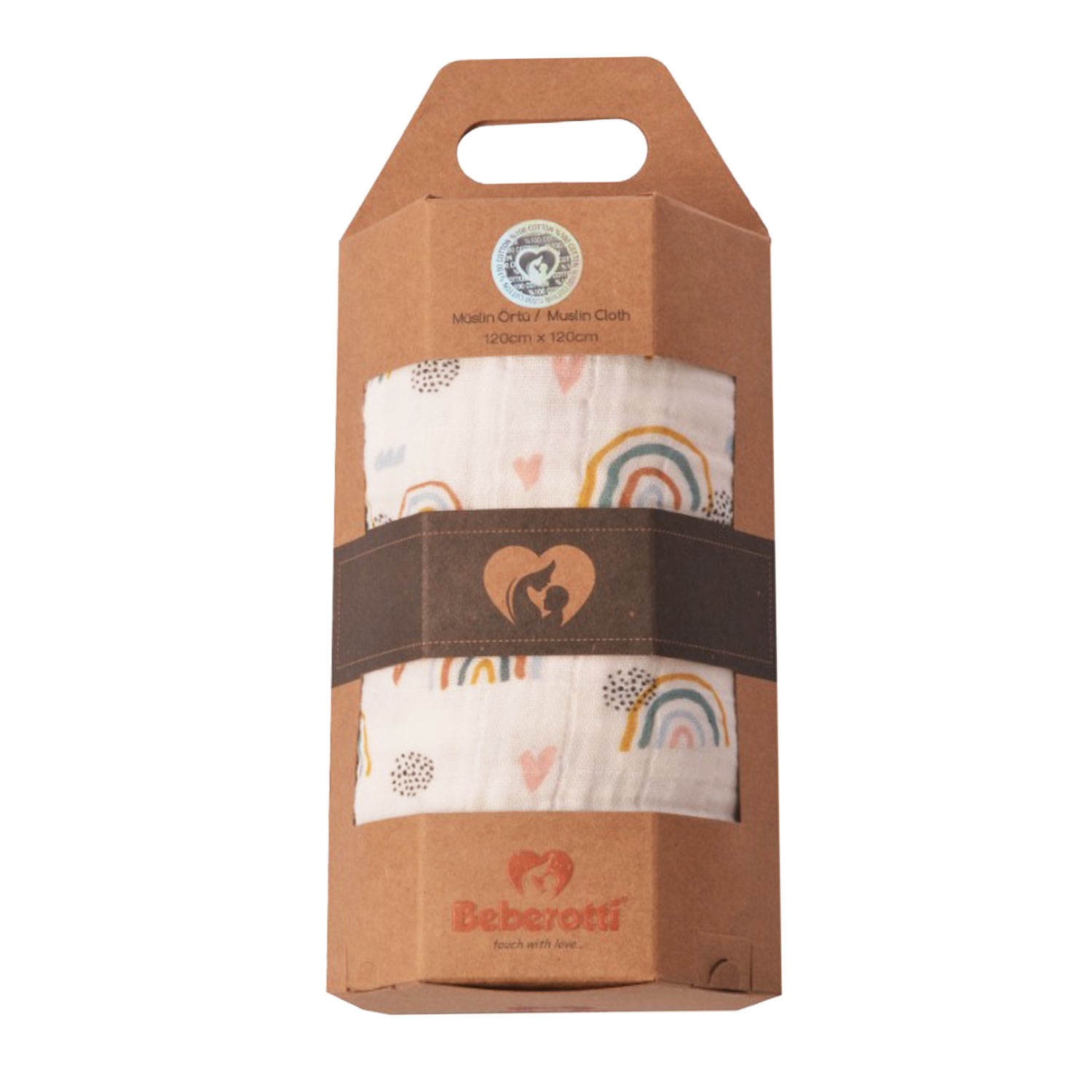 Beberotti Müslin Bebek Örtüsü 120x120 cm 101 Çok Renkli