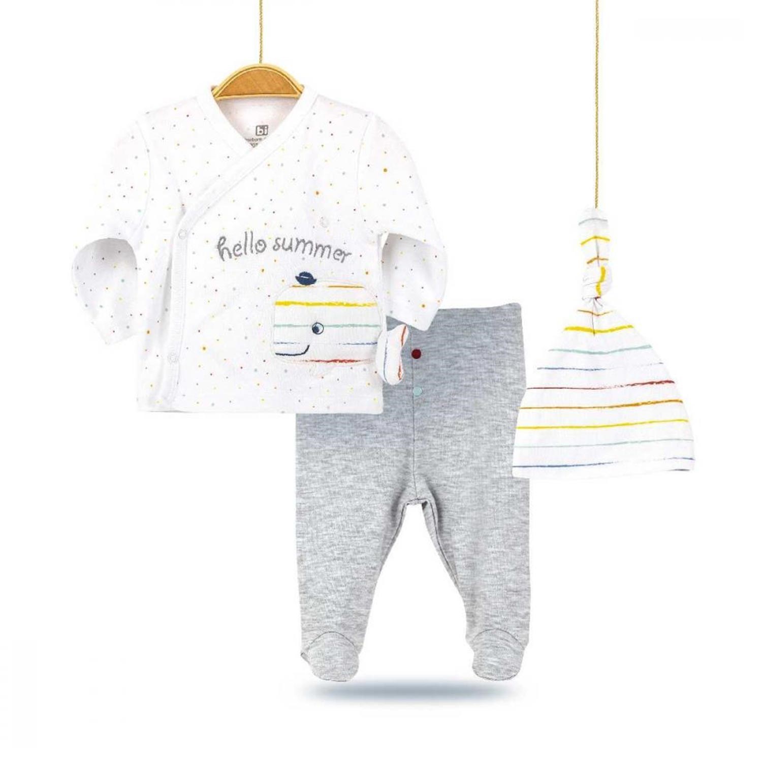 Bibaby Hello Summer Bebek 3'lü Zıbın Set 73219 Gri