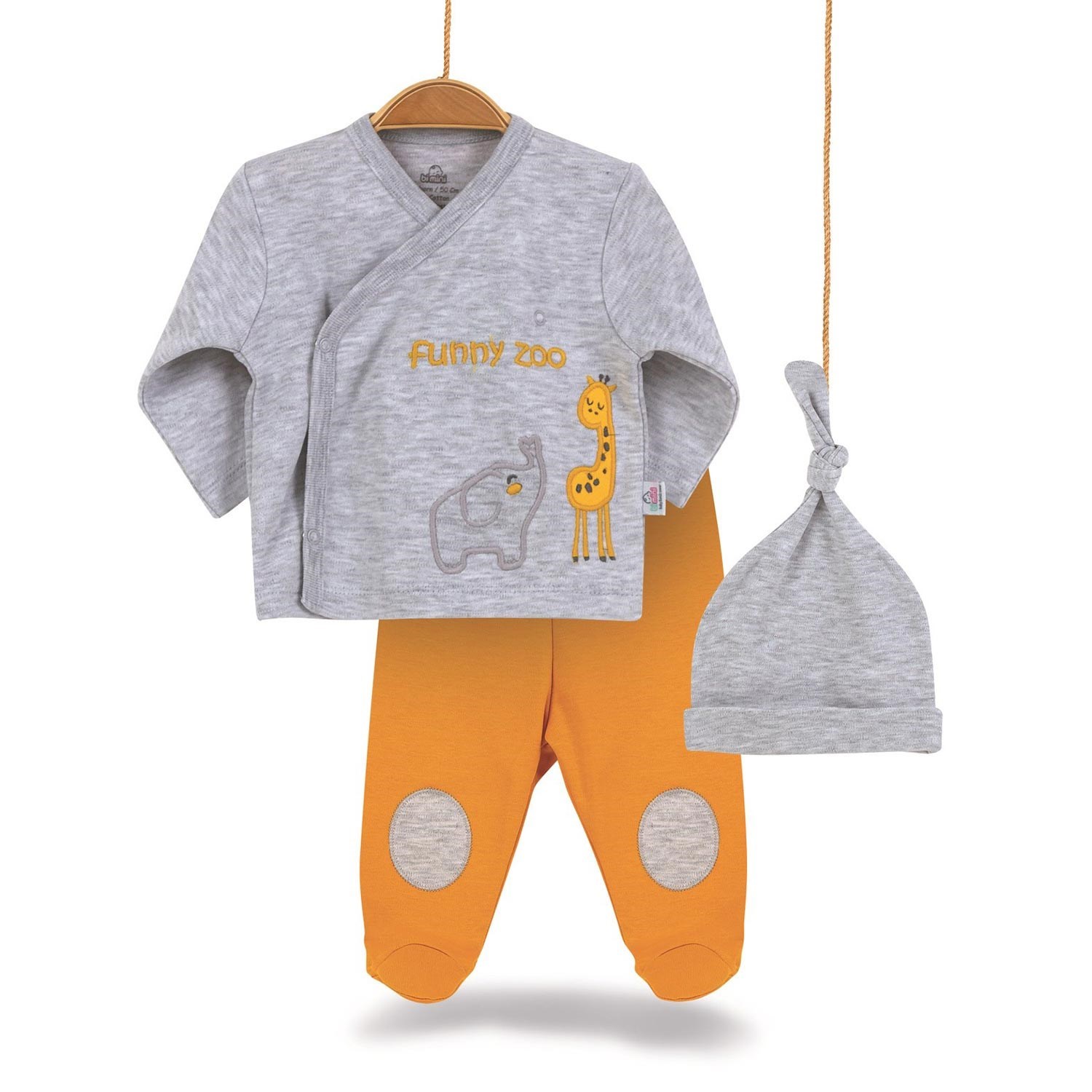 Bibaby Bimini Funny Zoo Bebek 3'lü Zıbın Set 73224 Hardal