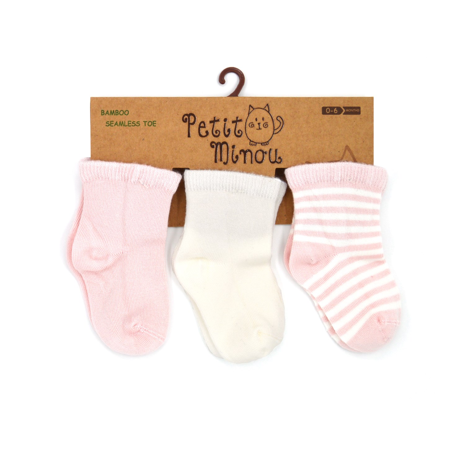 Petit Minou Çizgili 3'lü Soket Bebek Çorabı 2007 Pembe