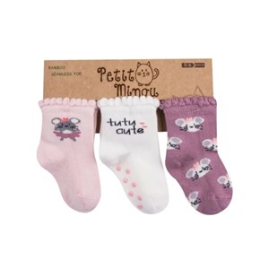 Petit Minou 3'lü Mouse Soket Bebek Çorabı 2108 Çok Renkli
