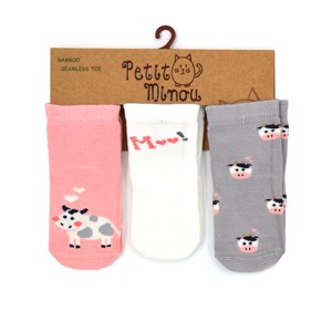 Petit Minou 3'lü Moo Soket Bebek Çorabı 2109 Çok Renkli