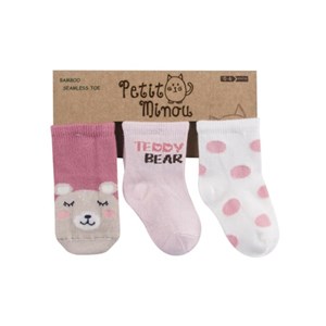 Petit Minou 3'lü Teddy Bear Soket Bebek Çorabı 2111 Çok Renkli
