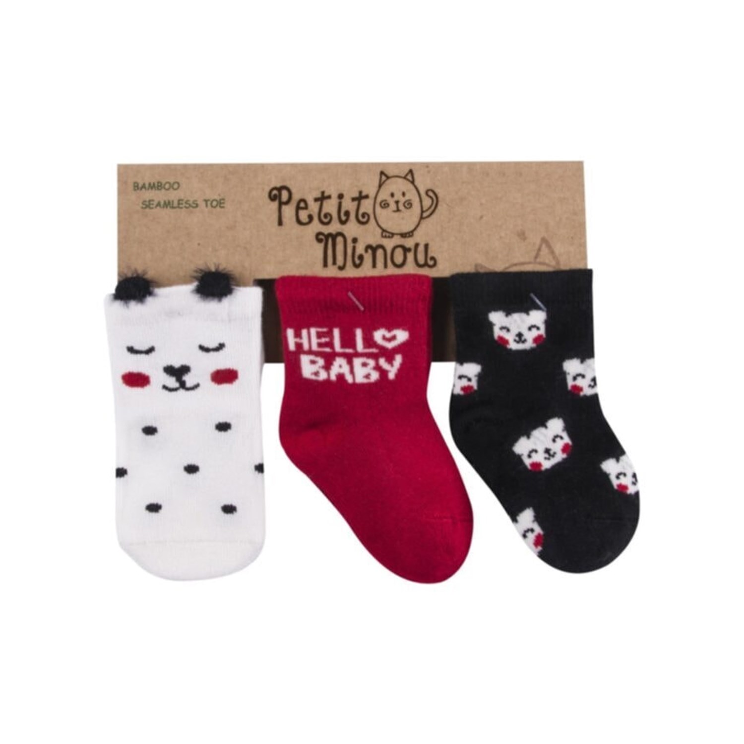 Petit Minou 3'lü 3D Cat Soket Bebek Çorabı 2115 Çok Renkli