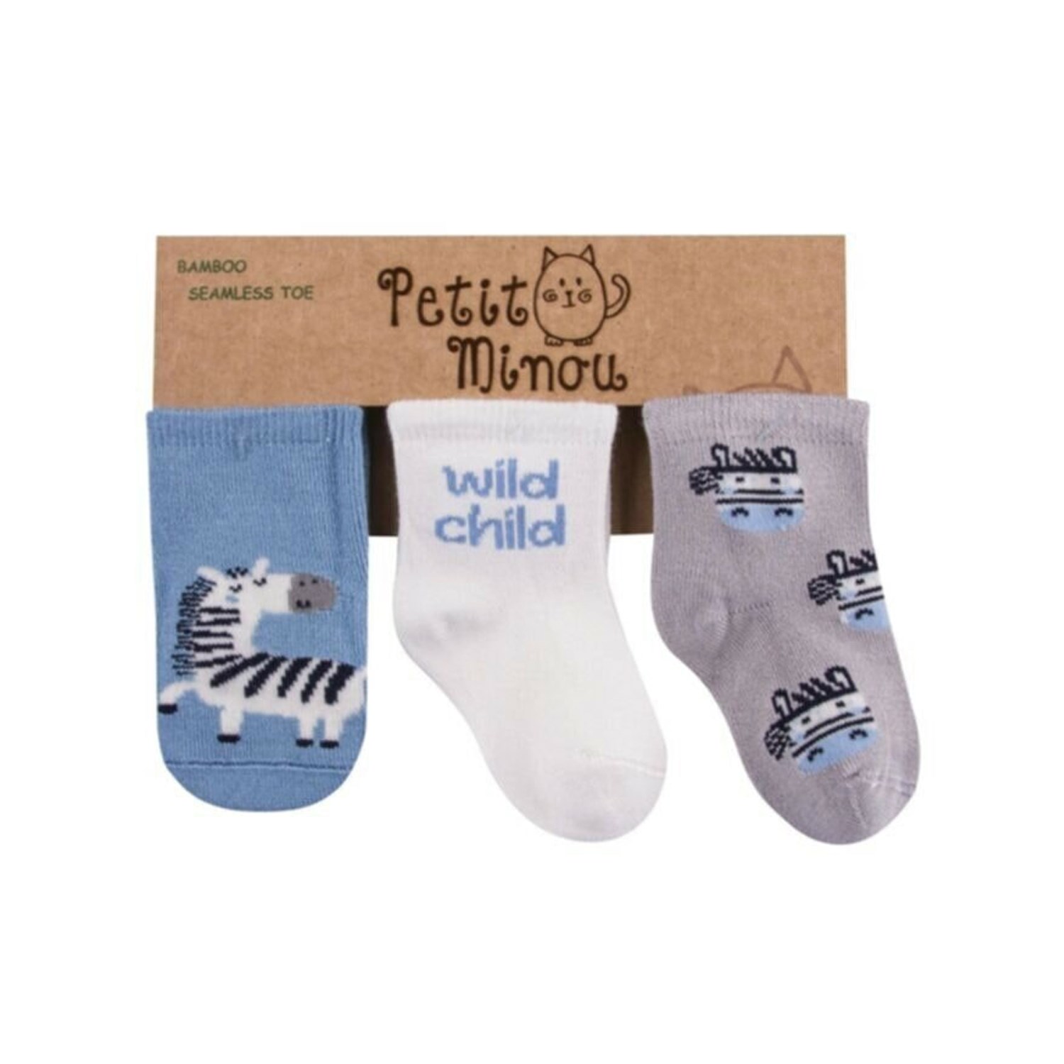 Petit Minou 3'lü Zebra Soket Bebek Çorabı 2120 Çok Renkli