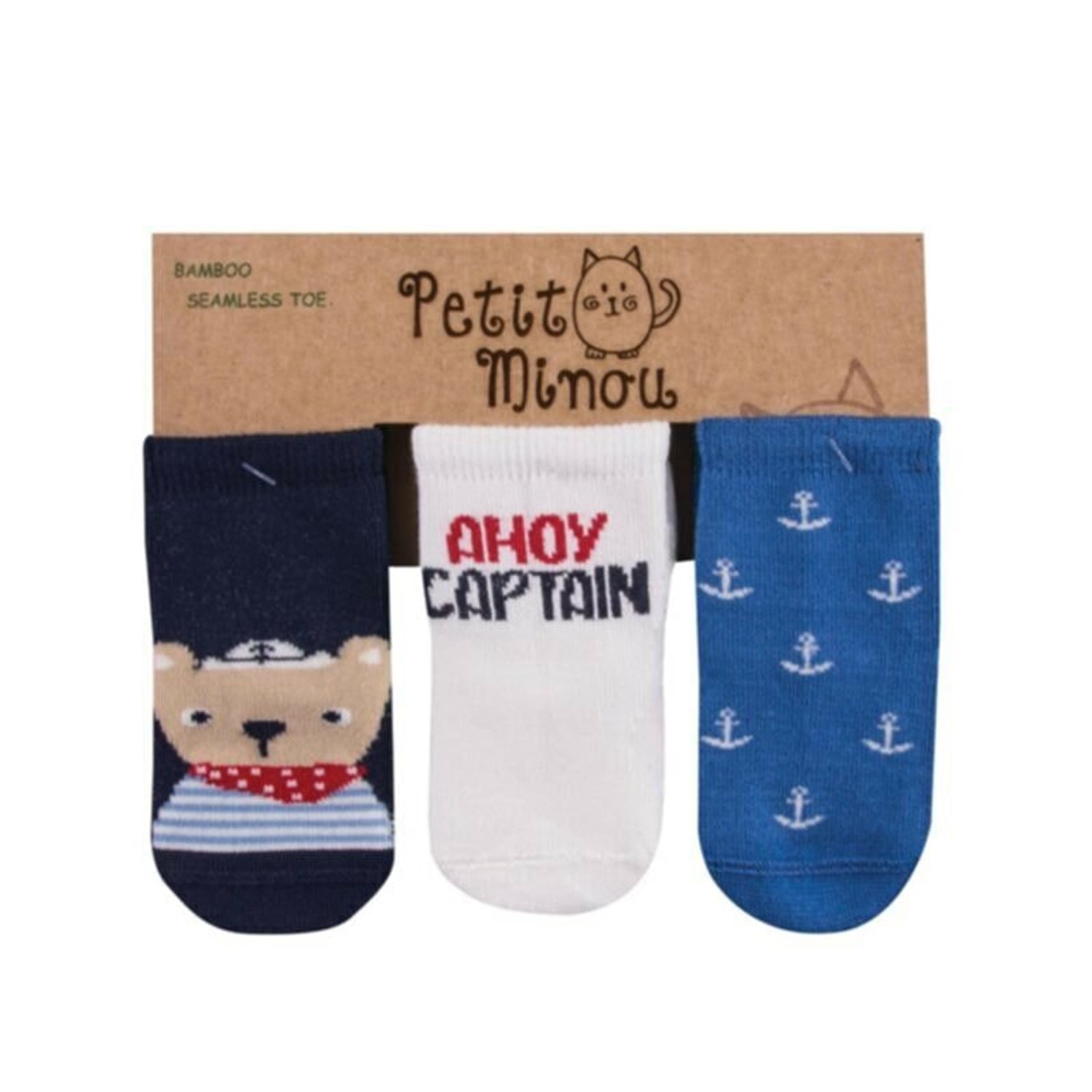 Petit Minou 3'lü Ahoy Captain Soket Bebek Çorabı 2121 Çok Renkli