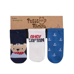 Petit Minou 3'lü Ahoy Captain Soket Bebek Çorabı 2121 Çok Renkli