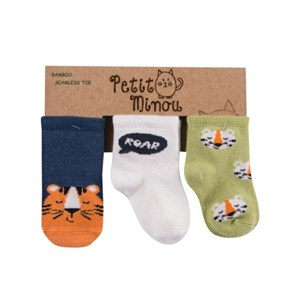 Petit Minou 3'lü Roar Soket Bebek Çorabı 2123 Çok Renkli