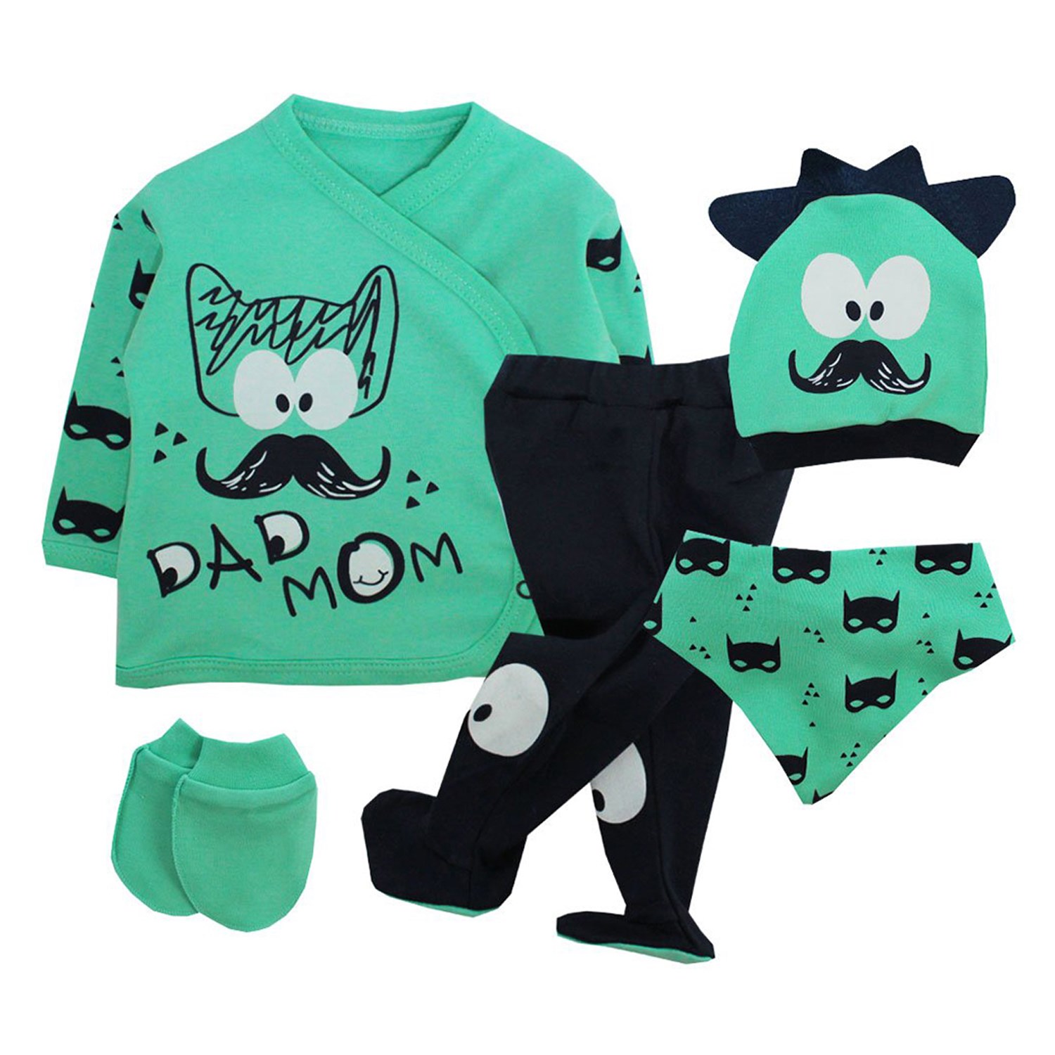 Mini Zey Dad Mom 5'li Bebek Takımı 5554 Yeşil