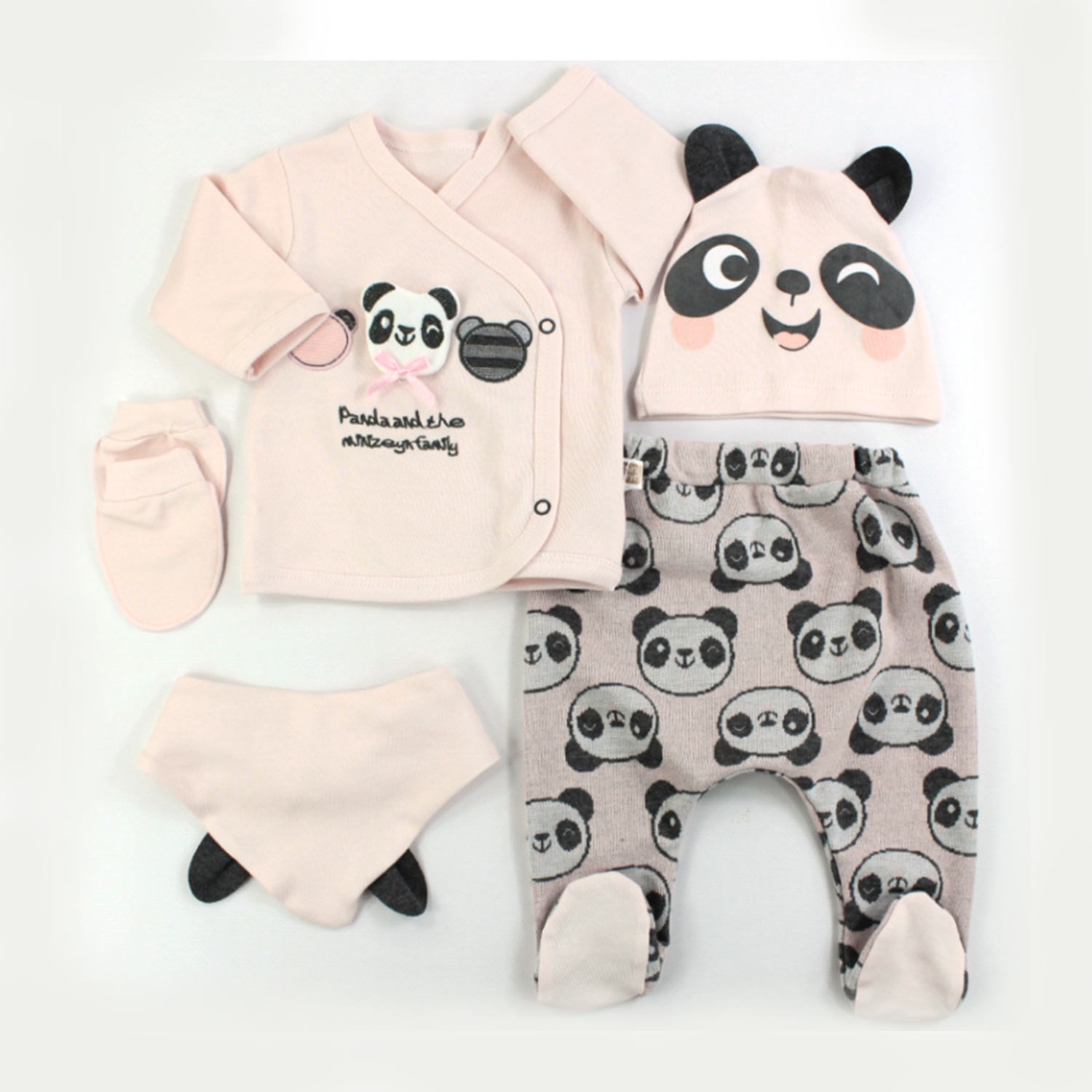Mini Zey Panda 5'li Bebek Takımı 7011 Pembe