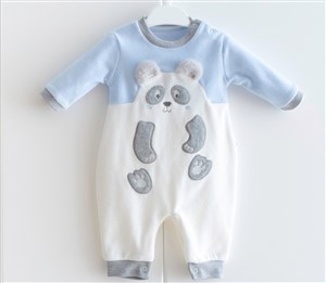 Mymio Kadife Panda Patiksiz Bebek Tulumu 4010 Mavi