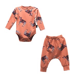 Moi Noi Desenli Badili Bebek Takımı 6013 Kiremit