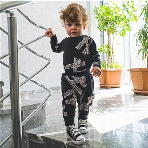 Moi Noi Desenli Badili Bebek Takımı 6013 Siyah