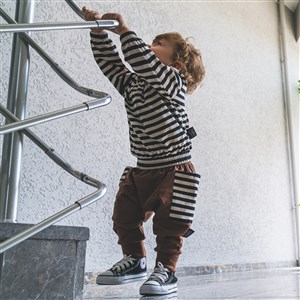 Moi Noi Çizgili Sweat Bebek Takımı 5116 Kahverengi