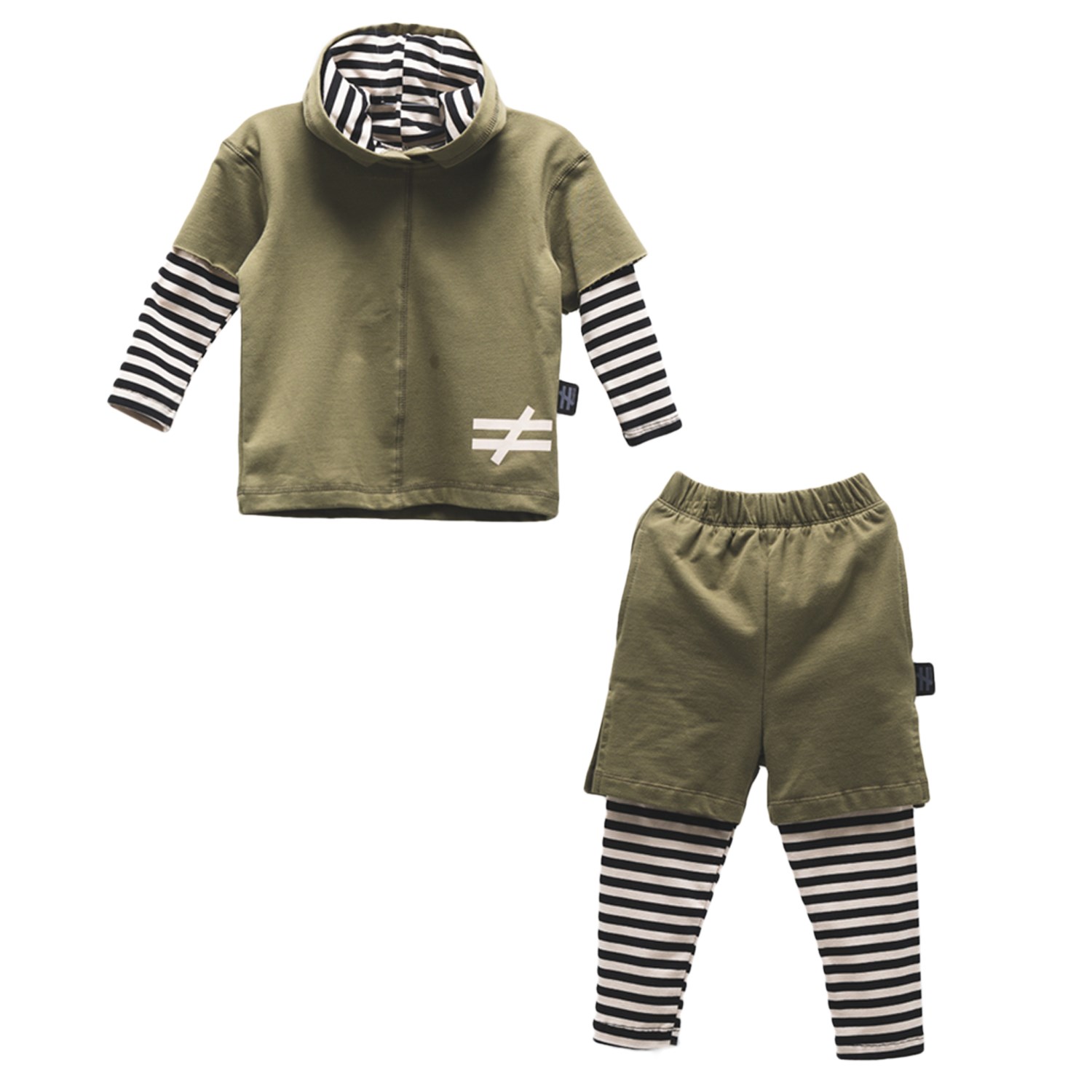 Moi Noi Zebra Desenli Bebek Takımı 5098 Haki