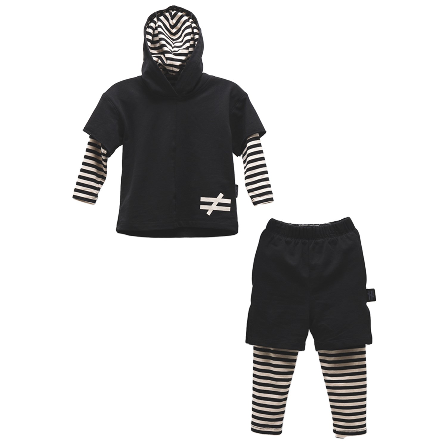 Moi Noi Zebra Desenli Bebek Takımı 5098 Siyah