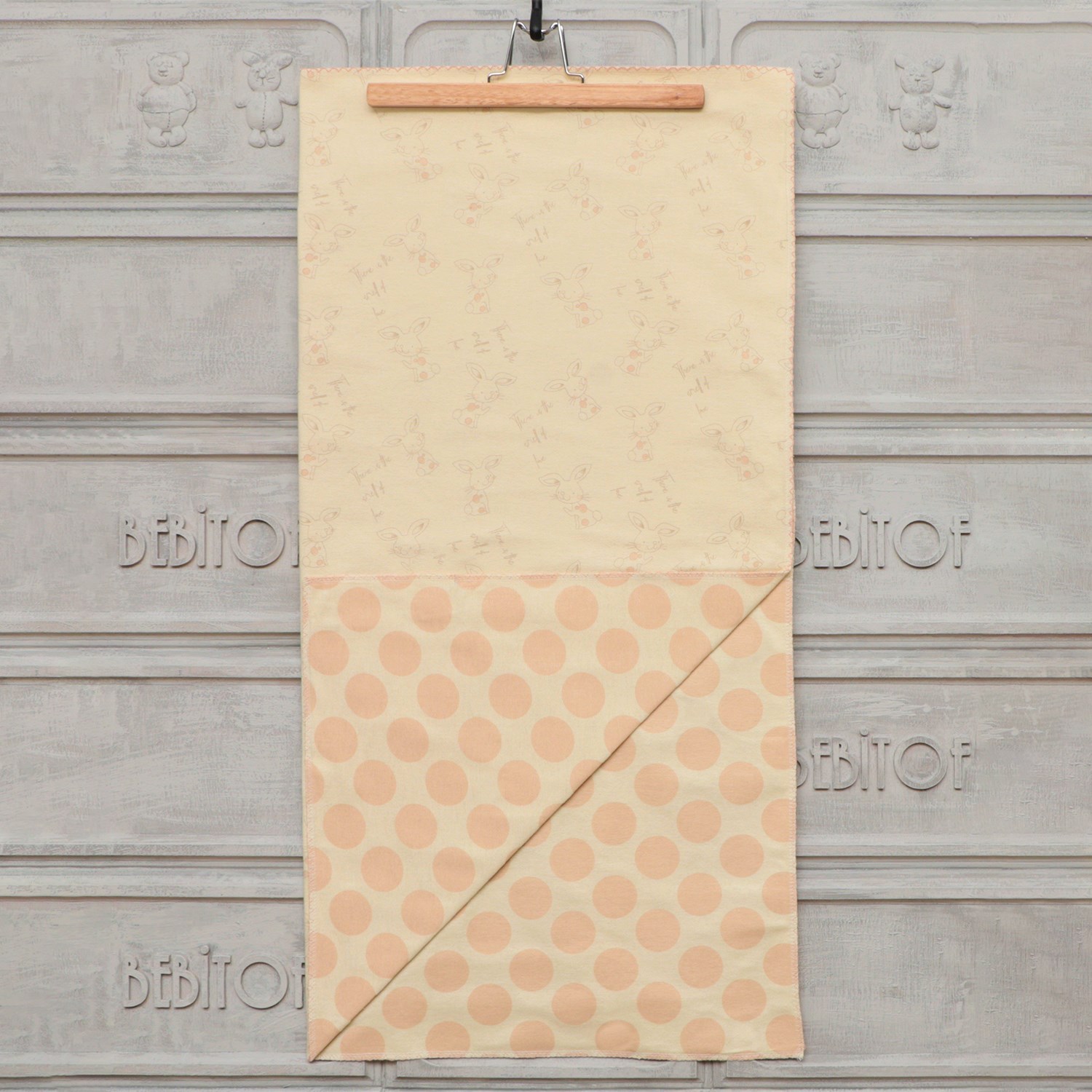 Bebitof Tavşan Aşkı Pazen Bebek Battaniyesi 90x90 Cm 95039 Krem