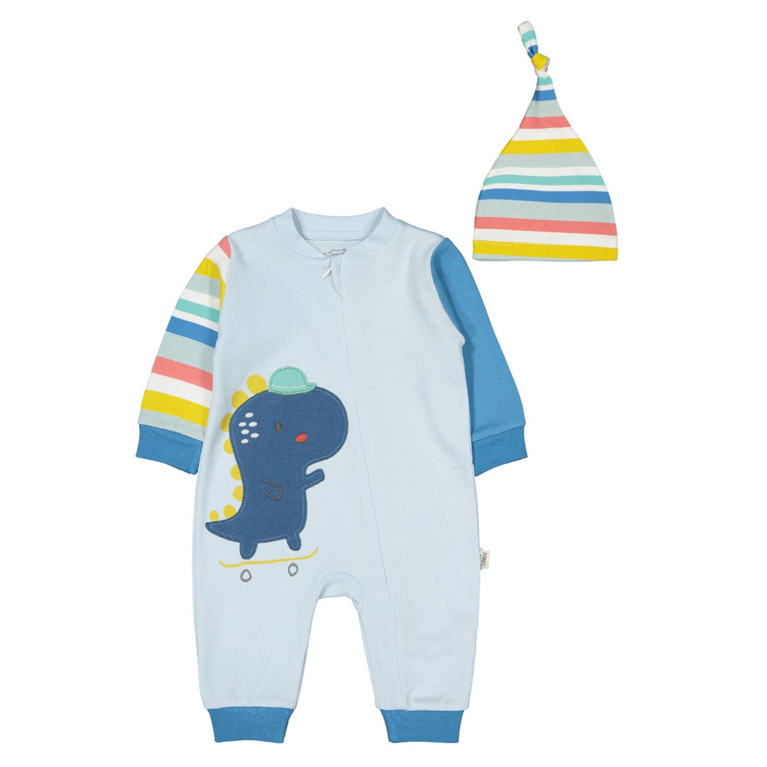 Tongs Baby Dino Boy Fermuarlı Bebek Tulumu 2921 Mavi