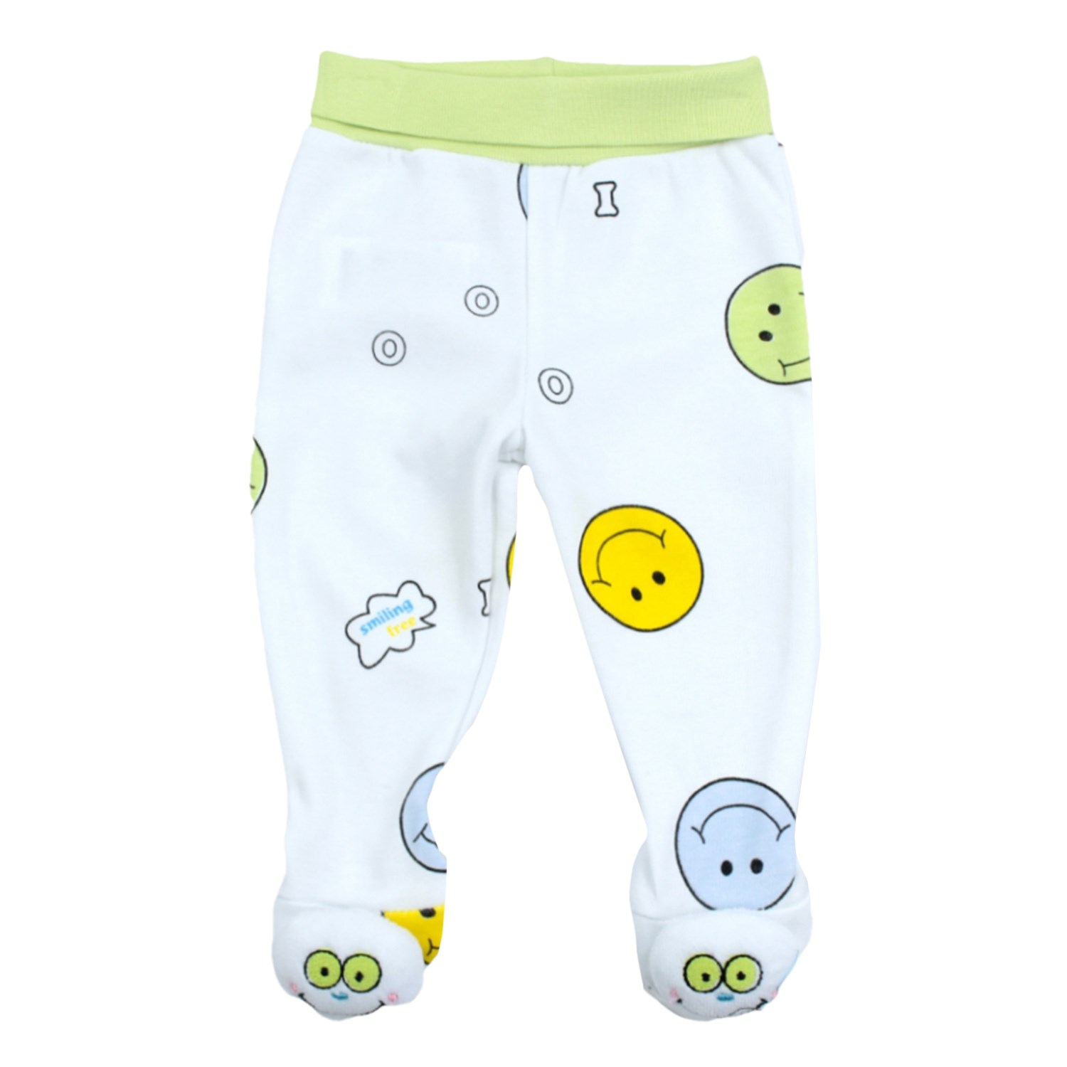 Albimini Gülenyüz Desenli Patikli Bebek Pantolonu A12096 Yeşil