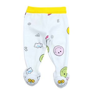 Albimini Gülenyüz Desenli Patikli Bebek Pantolonu A12096 Sarı