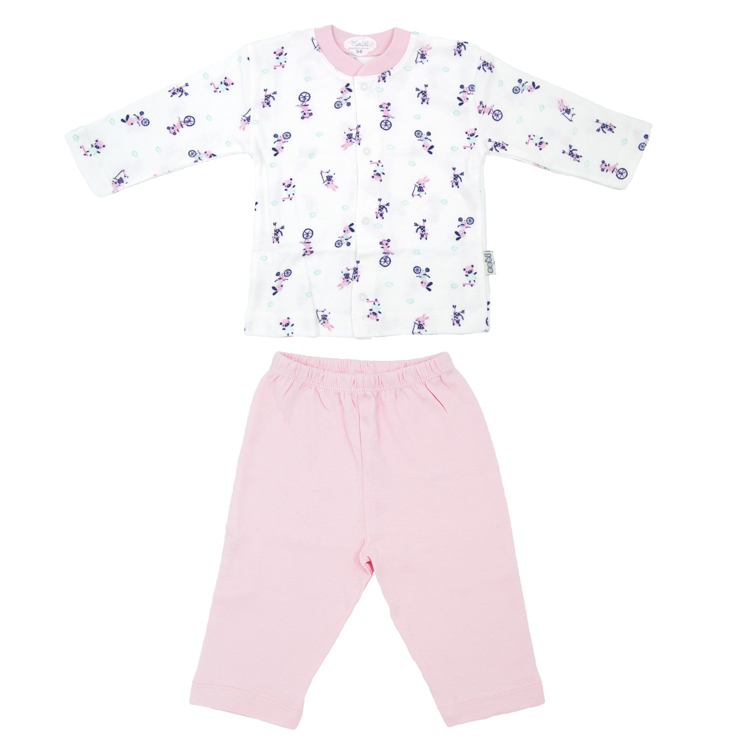 Sebi Bebe Bisikletli Bebek Pijama Takımı 2325 Pembe