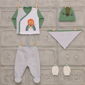 Bebitof Aslanlı 5'li Bebek Zıbın Seti 20030 Yeşil