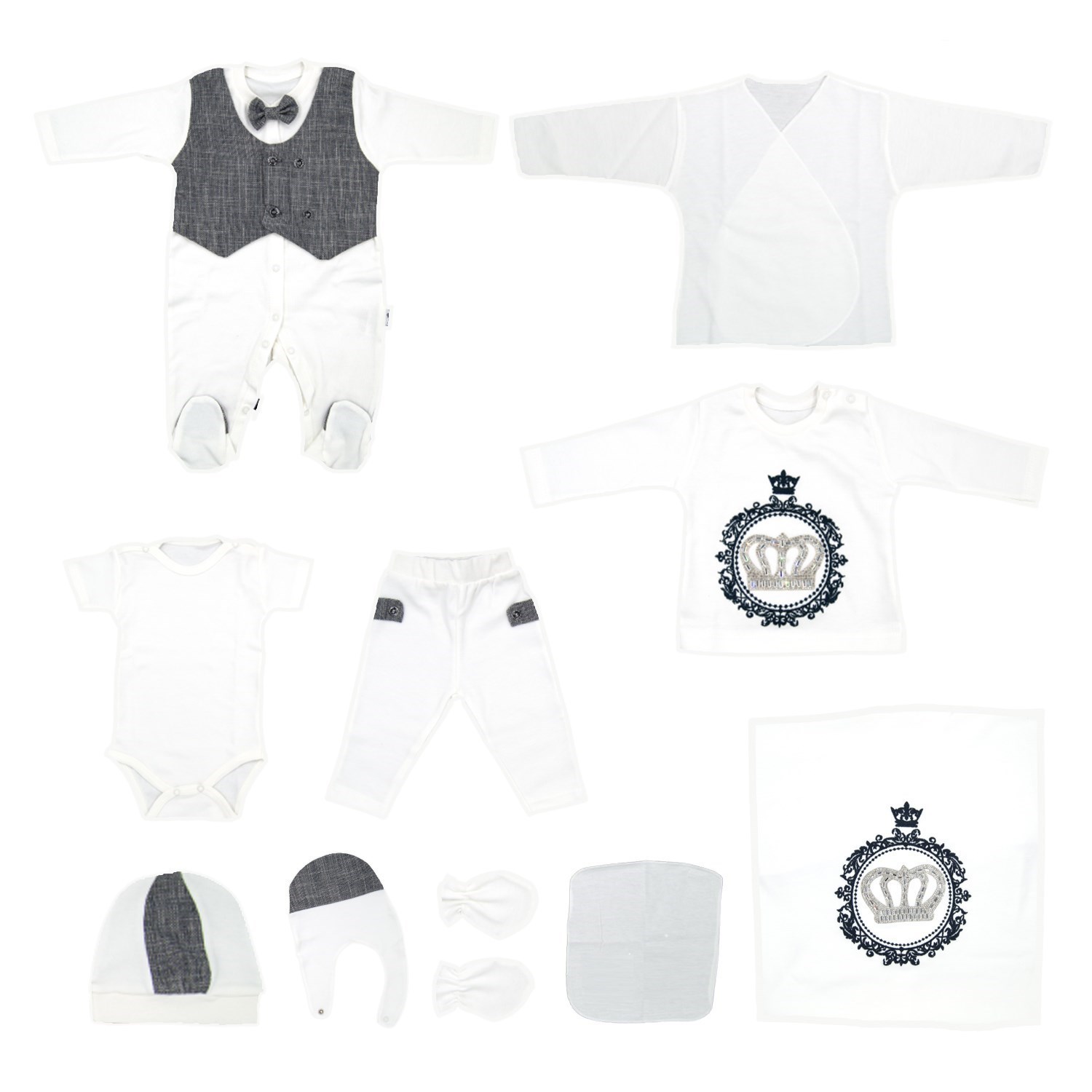 Little Gift Kral Taçlı 10'lu Hastane Çıkış Seti 1006 Lacivert