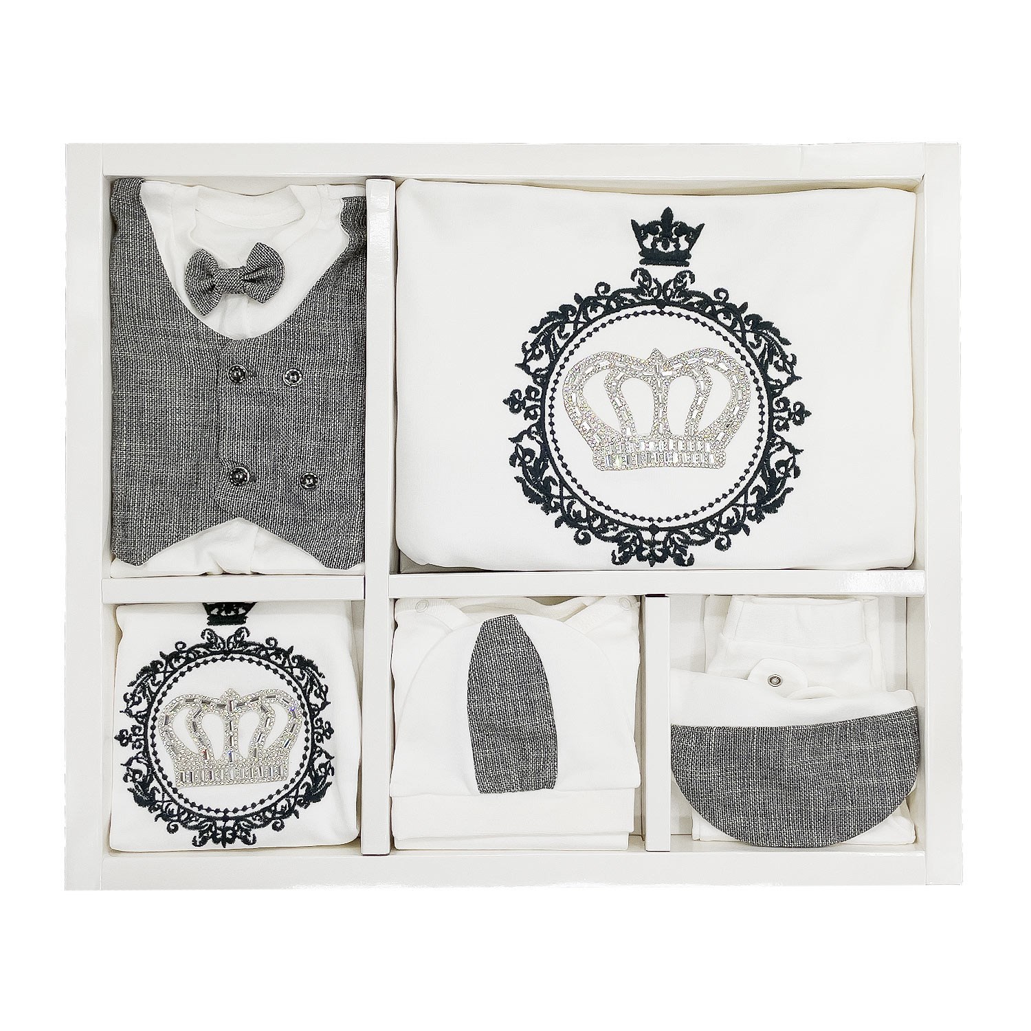 Little Gift Kral Taçlı 10'lu Hastane Çıkış Seti 1006 Lacivert