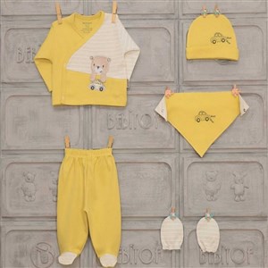 Bebitof Arabalı 5'li Bebek Hastane Çıkışı Seti 27013 Sarı
