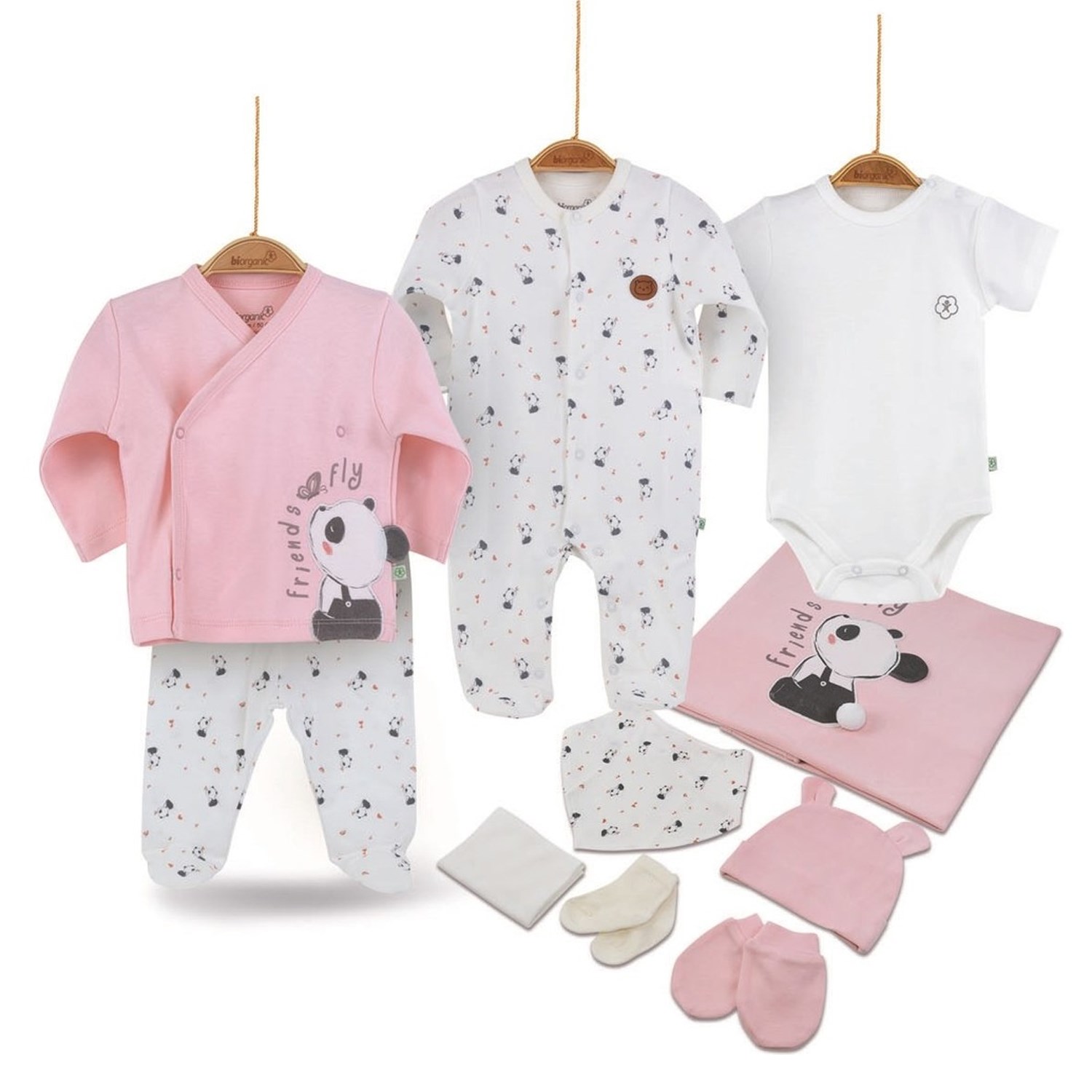 Biorganic Elegant Panda 10'lu Bebek Hastane Çıkış Seti 63179 Somon