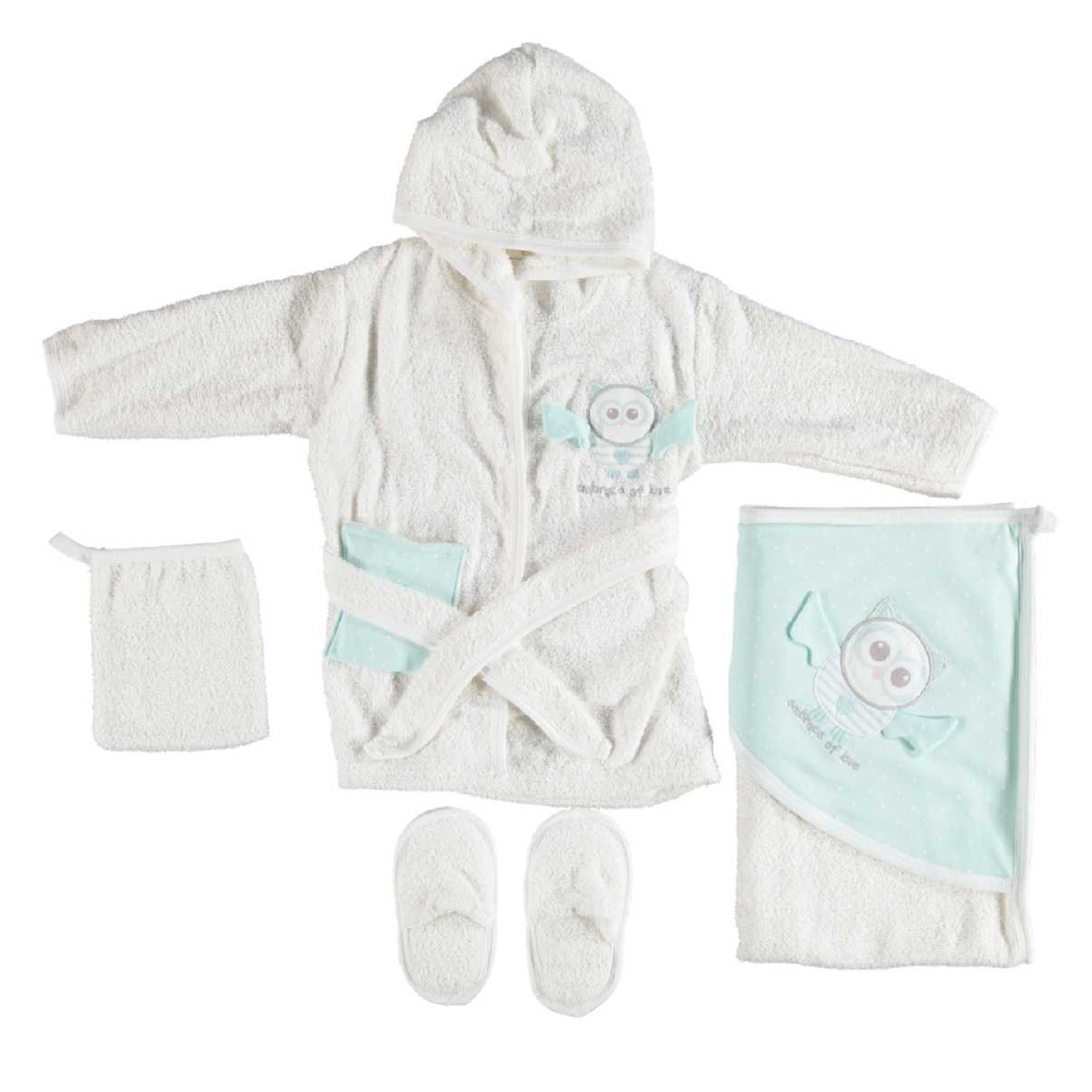 Bibaby Baykuş Bebek Bornoz Seti 66256 Mint