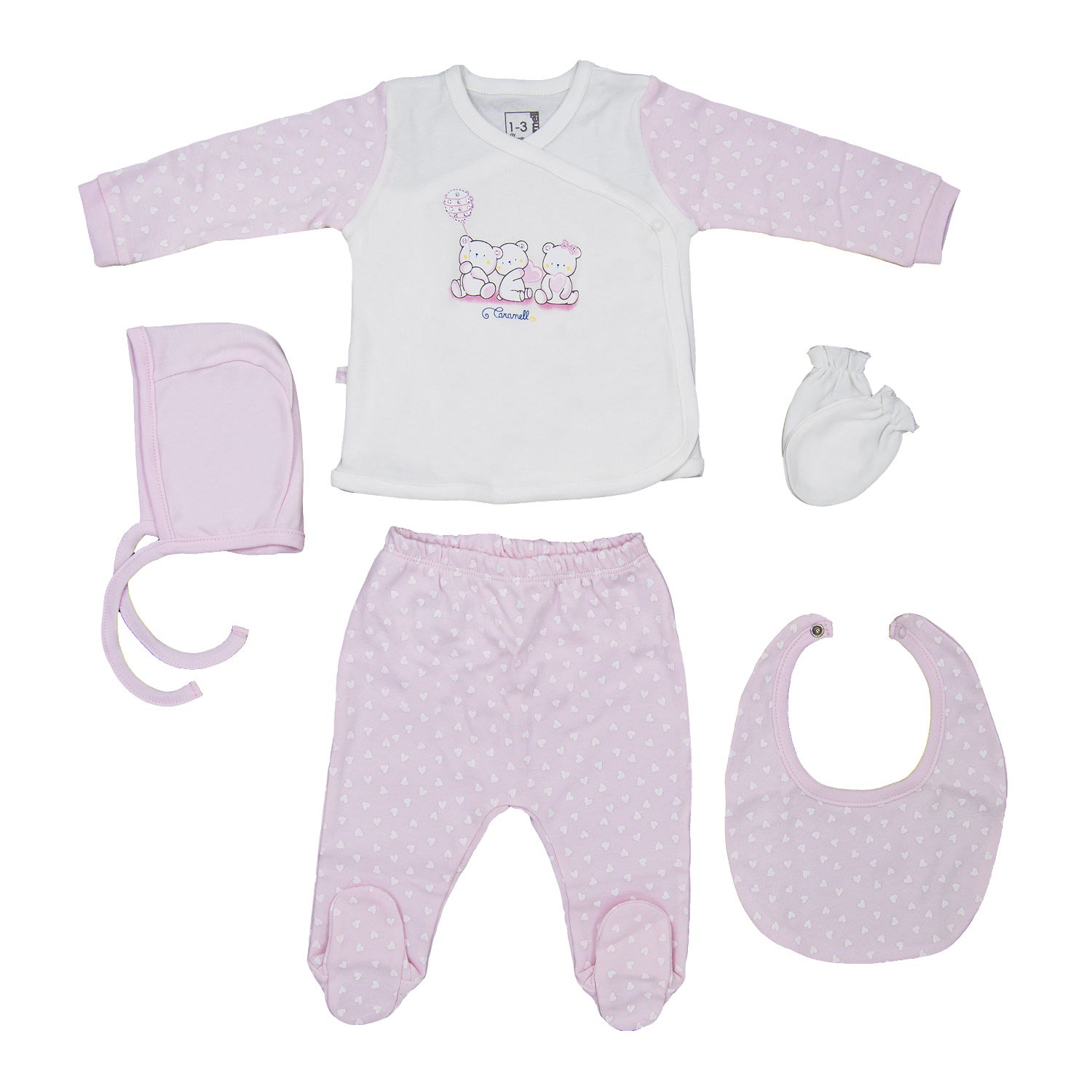 Caramell Fly Heart 5'li Hastane Çıkışı Seti ZK6610 Pembe