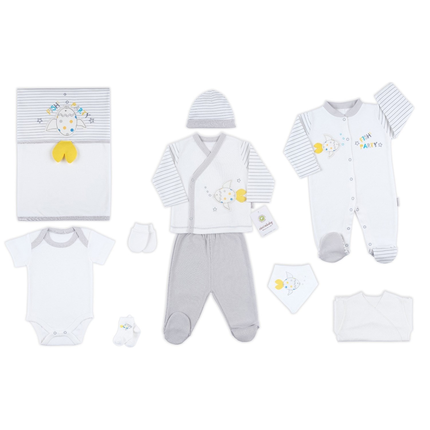 Ciccim Baby Mobil Balık 10'lu Bebek Hastane Çıkış Seti 4523 Gri